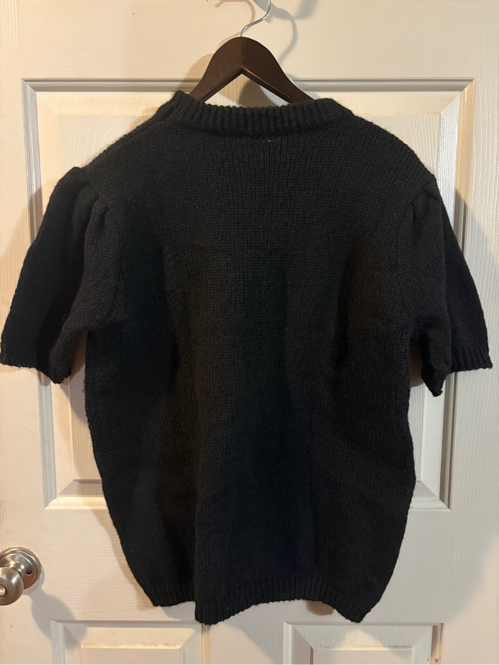 Classic Black Crewneck Short-Sleeve Sweater